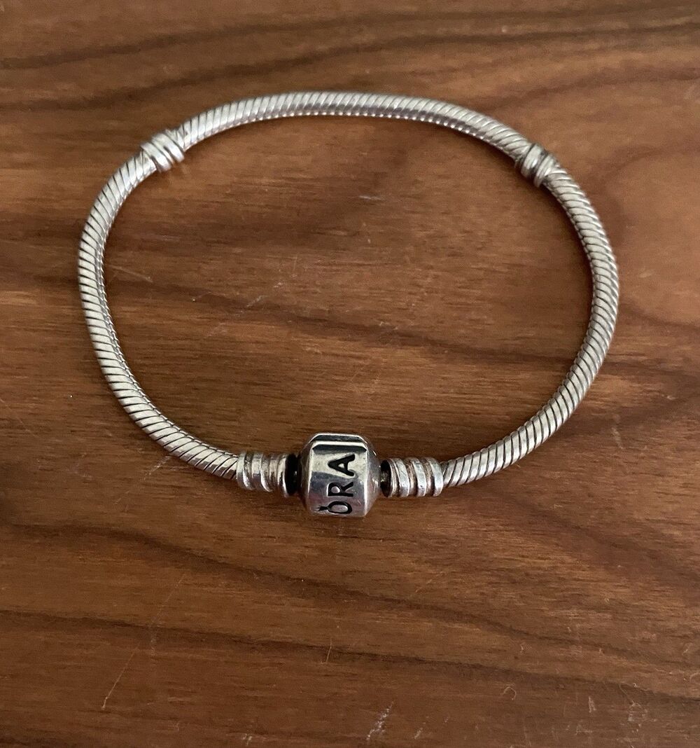 Authentic Pandora Moments Barrel Clasp Snake Chain Bracelet 6.5”